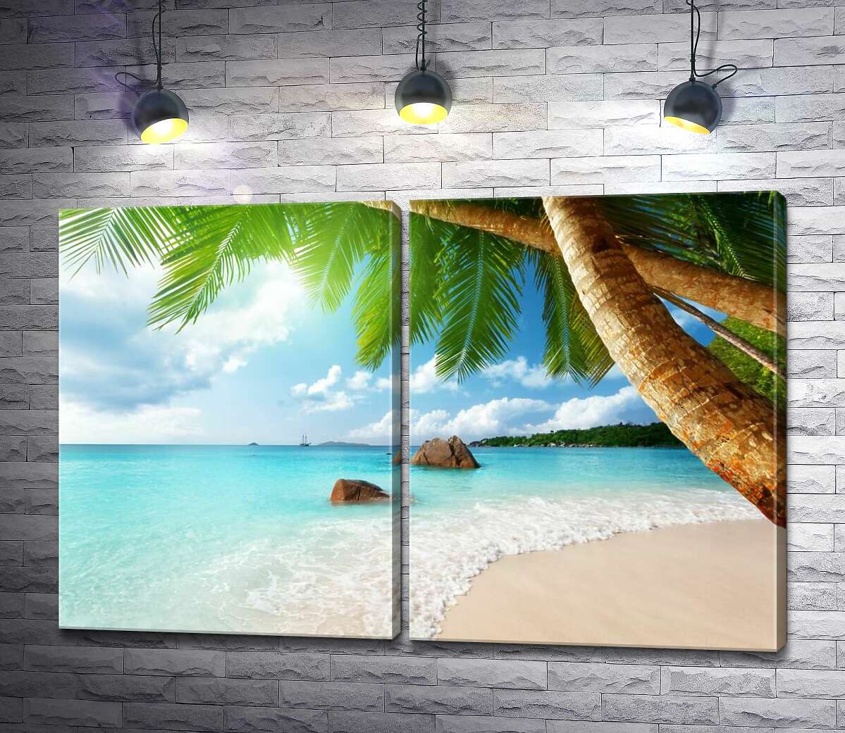 модульная картина Пляжный отдых в тени тропических пальм
