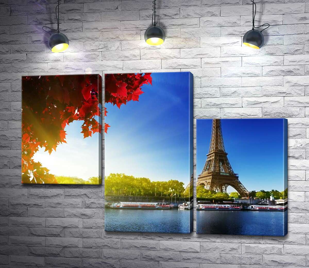 модульная картина Эйфелева башня (Eiffel tower) возвышается за Сеной (Модуль №13)