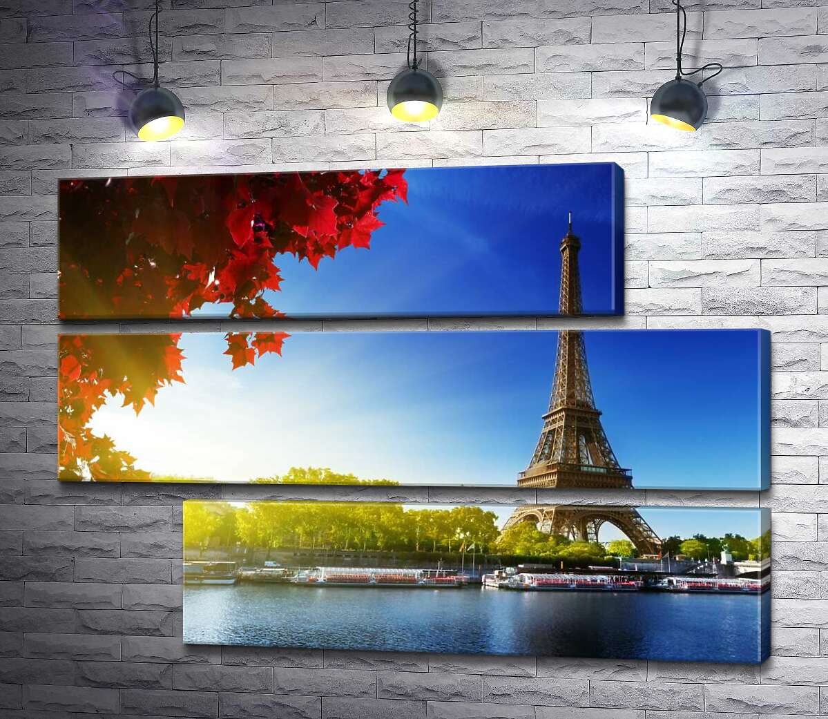 модульная картина Эйфелева башня (Eiffel tower) возвышается за Сеной (Модуль №16)