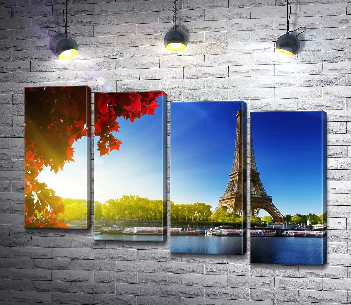 модульная картина Эйфелева башня (Eiffel tower) возвышается за Сеной (Модуль №19)