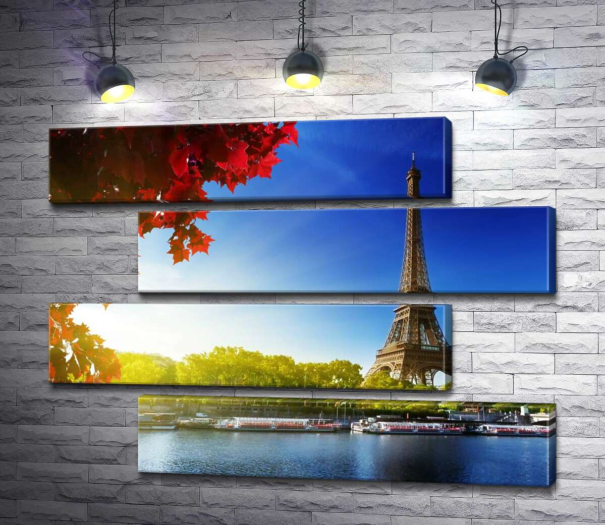 модульная картина Эйфелева башня (Eiffel tower) возвышается за Сеной (Модуль №23)