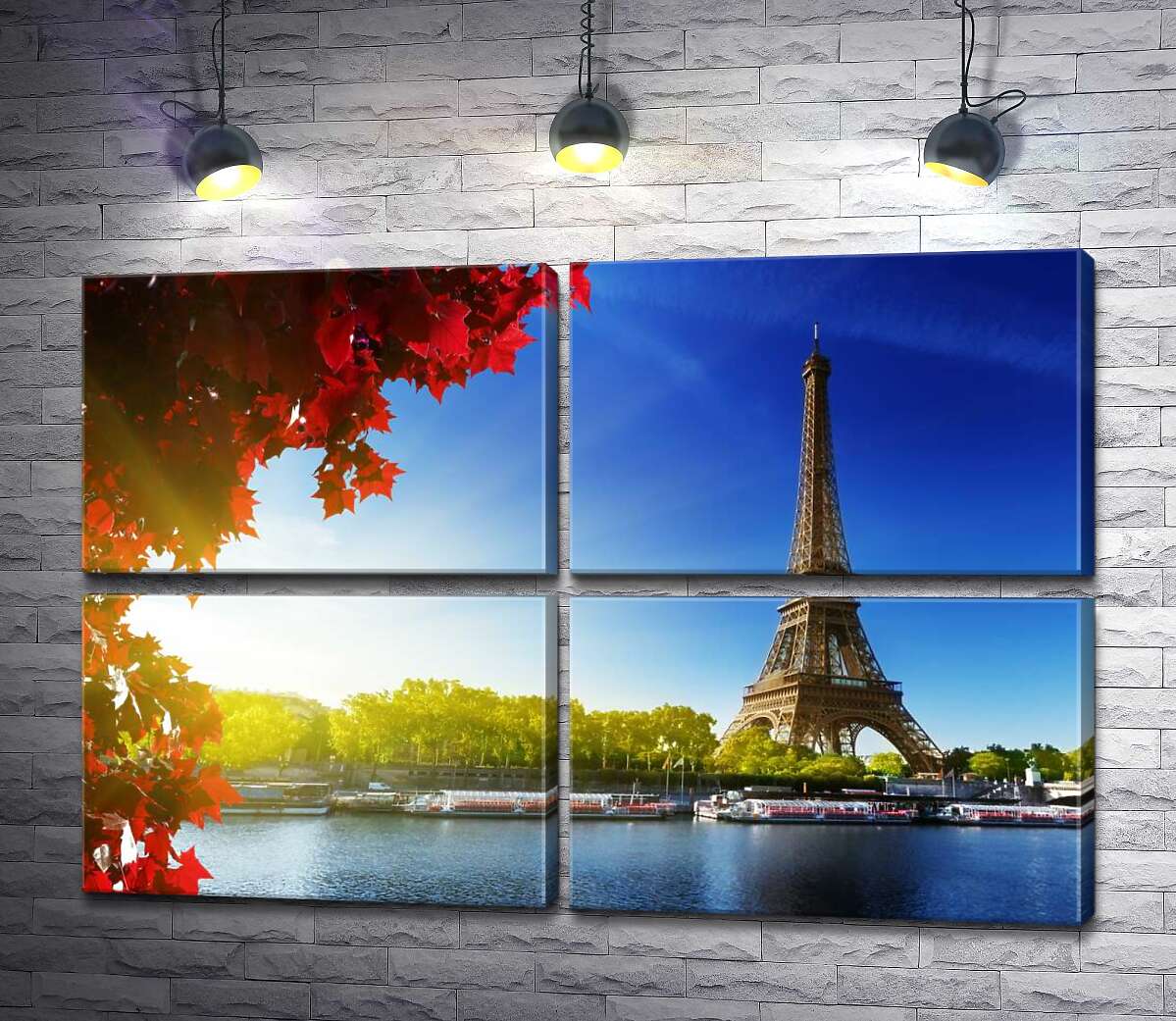 модульная картина Эйфелева башня (Eiffel tower) возвышается за Сеной (Модуль №25)