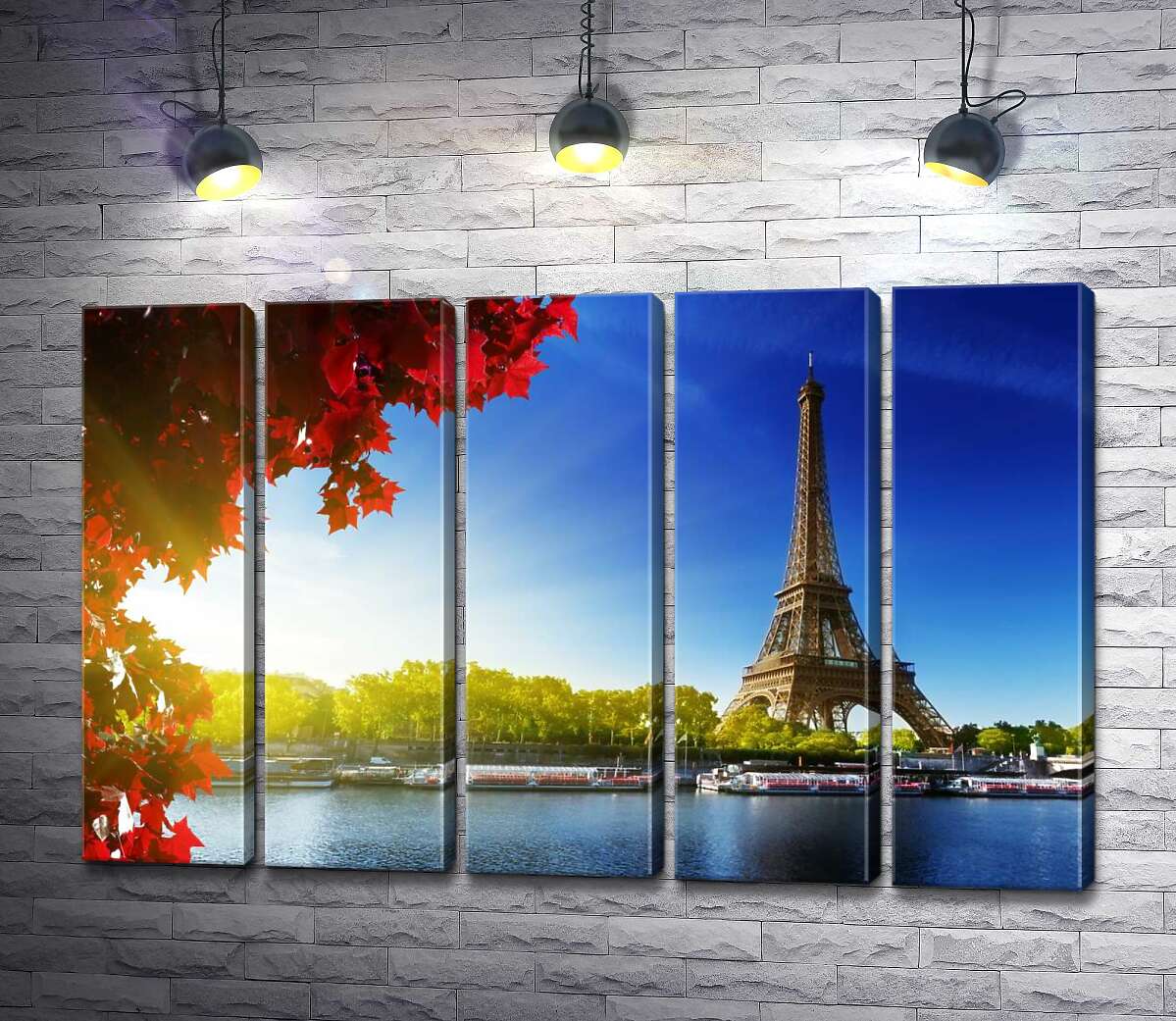модульная картина Эйфелева башня (Eiffel tower) возвышается за Сеной (Модуль №26)
