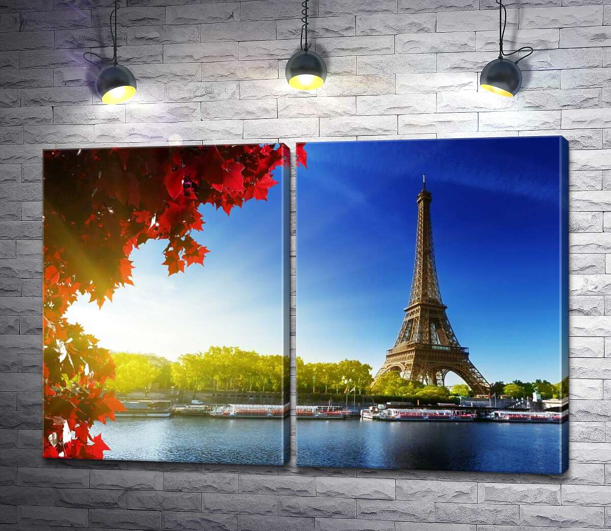 модульная картина Эйфелева башня (Eiffel tower) возвышается за Сеной