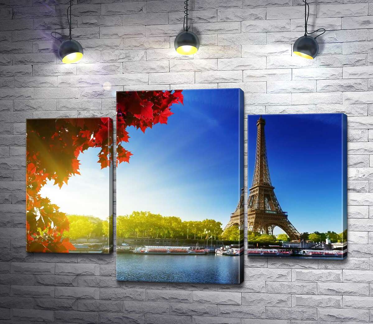 модульная картина Эйфелева башня (Eiffel tower) возвышается за Сеной (Модуль №10)