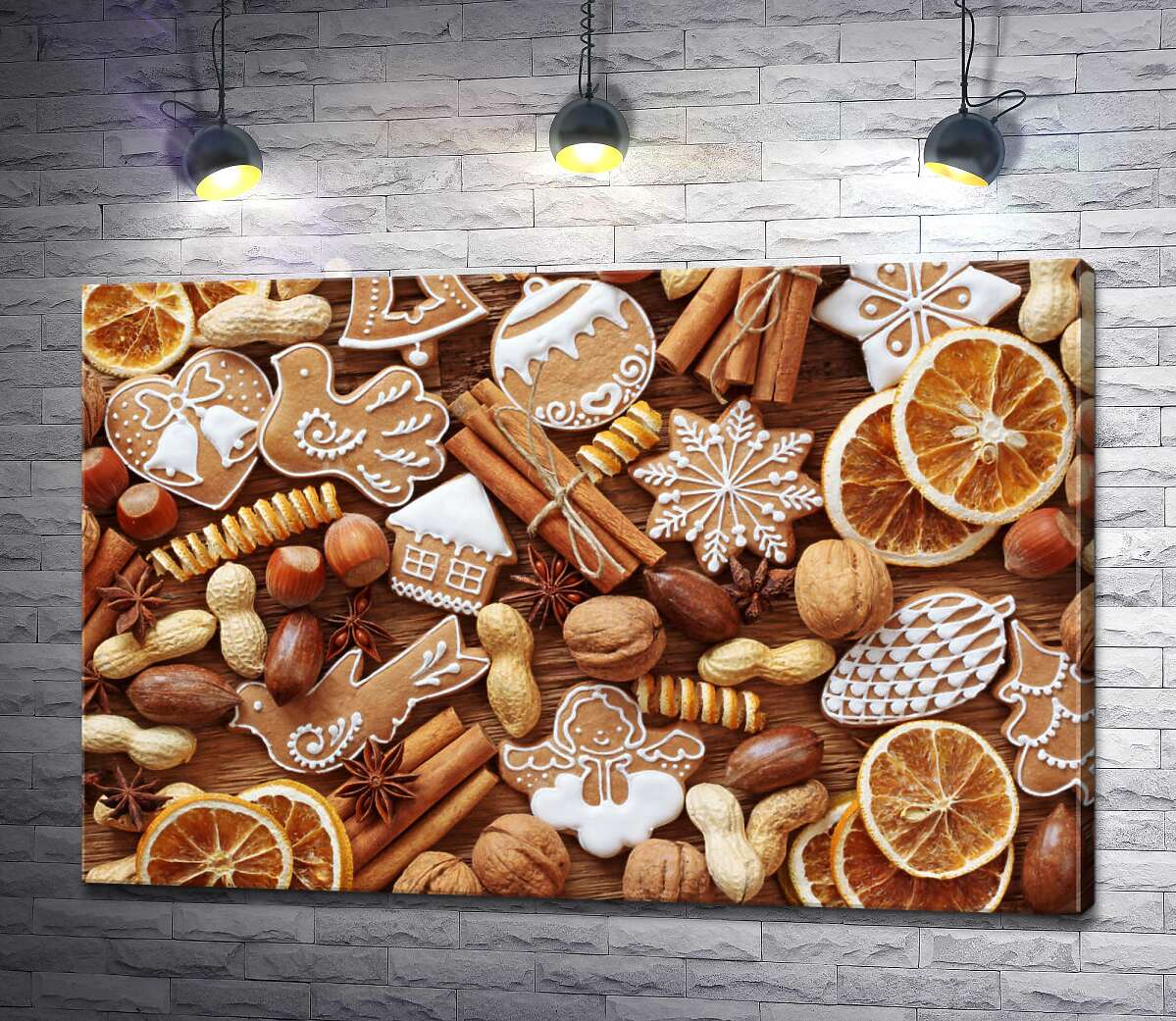 картина Рождественские ароматы: имбирное печенье, цитрусы, корица и орехи