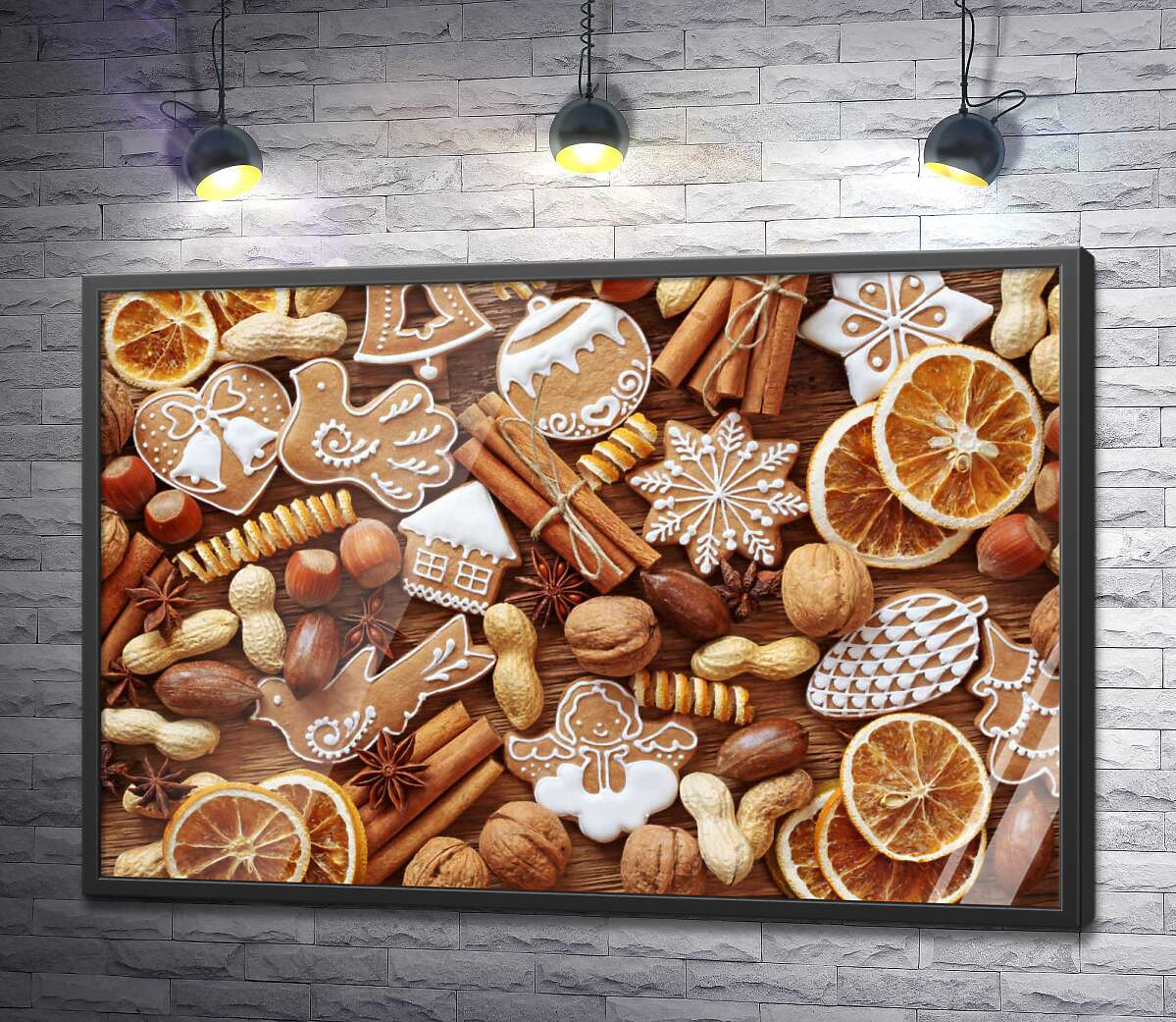 постер Рождественские ароматы: имбирное печенье, цитрусы, корица и орехи