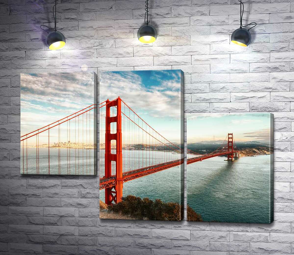 модульна картина Шлях до океану: вид з берега на міст "Золота Брама (Golden Gate Bridge) (Модуль №13)