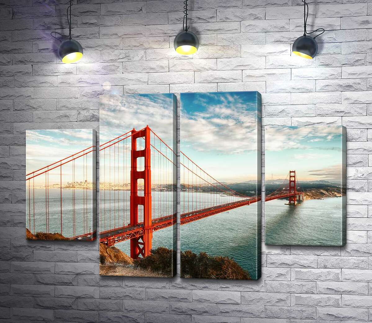 модульна картина Шлях до океану: вид з берега на міст "Золота Брама (Golden Gate Bridge) (Модуль №20)