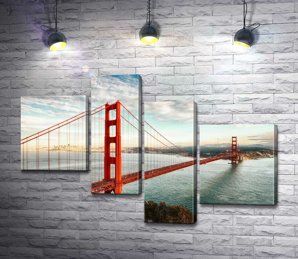 модульна картина Шлях до океану: вид з берега на міст "Золота Брама (Golden Gate Bridge) (Модуль №21)