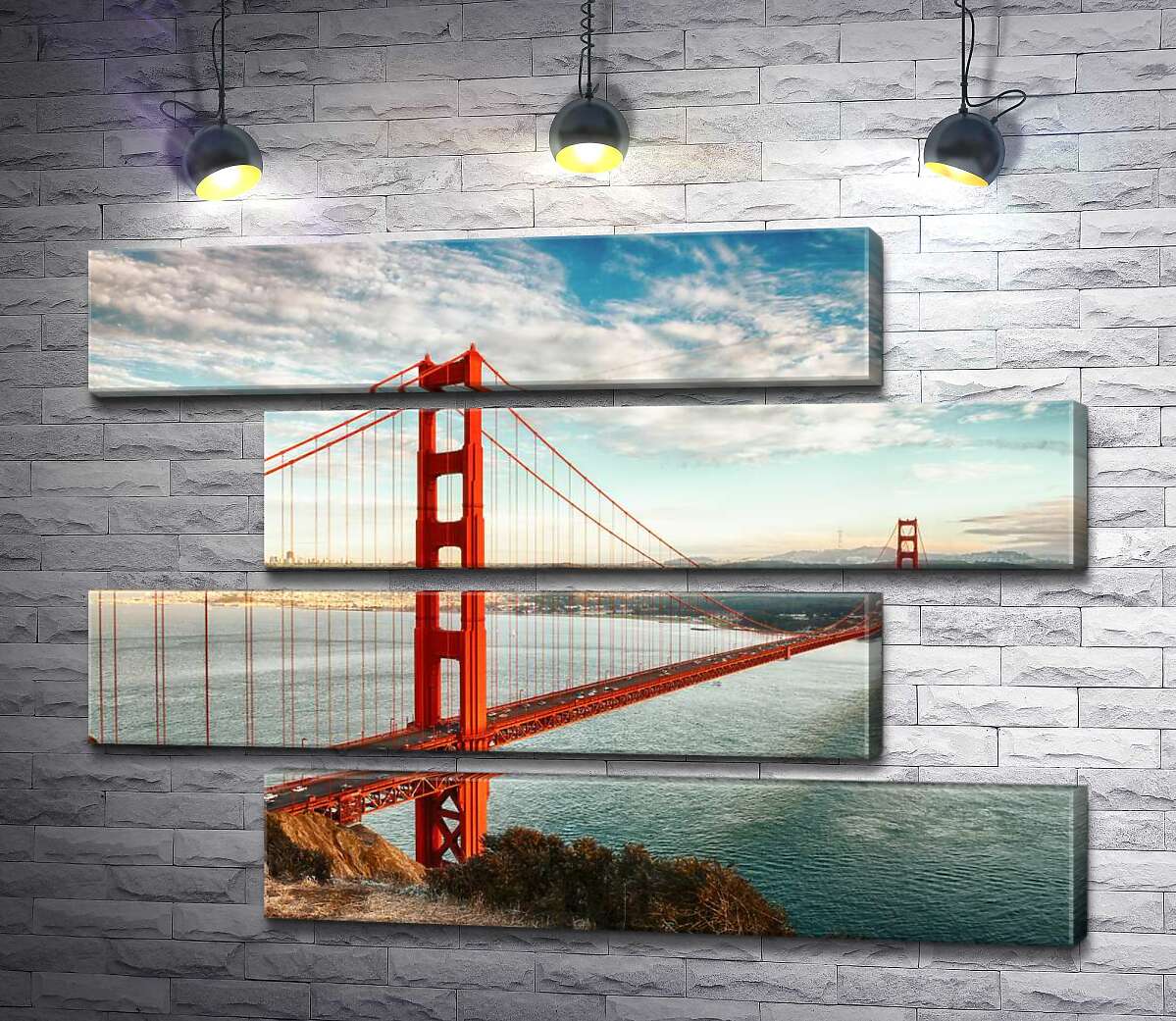 модульна картина Шлях до океану: вид з берега на міст "Золота Брама (Golden Gate Bridge) (Модуль №23)