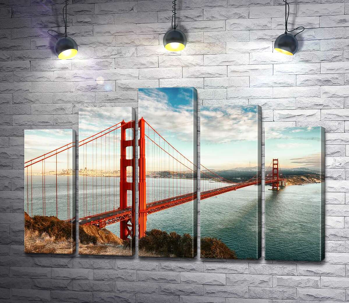 модульна картина Шлях до океану: вид з берега на міст "Золота Брама (Golden Gate Bridge) (Модуль №29)
