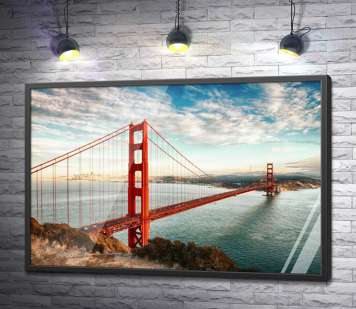постер Шлях до океану: вид з берега на міст "Золота Брама (Golden Gate Bridge)