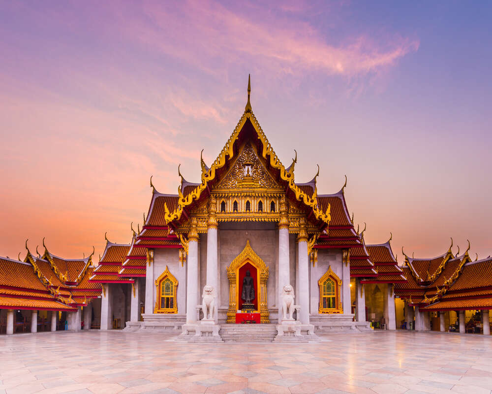 картина-постер Довершення тайської архітектури - буддійський храм Ват Бенчамабопхіт (Wat Benchamabophit)