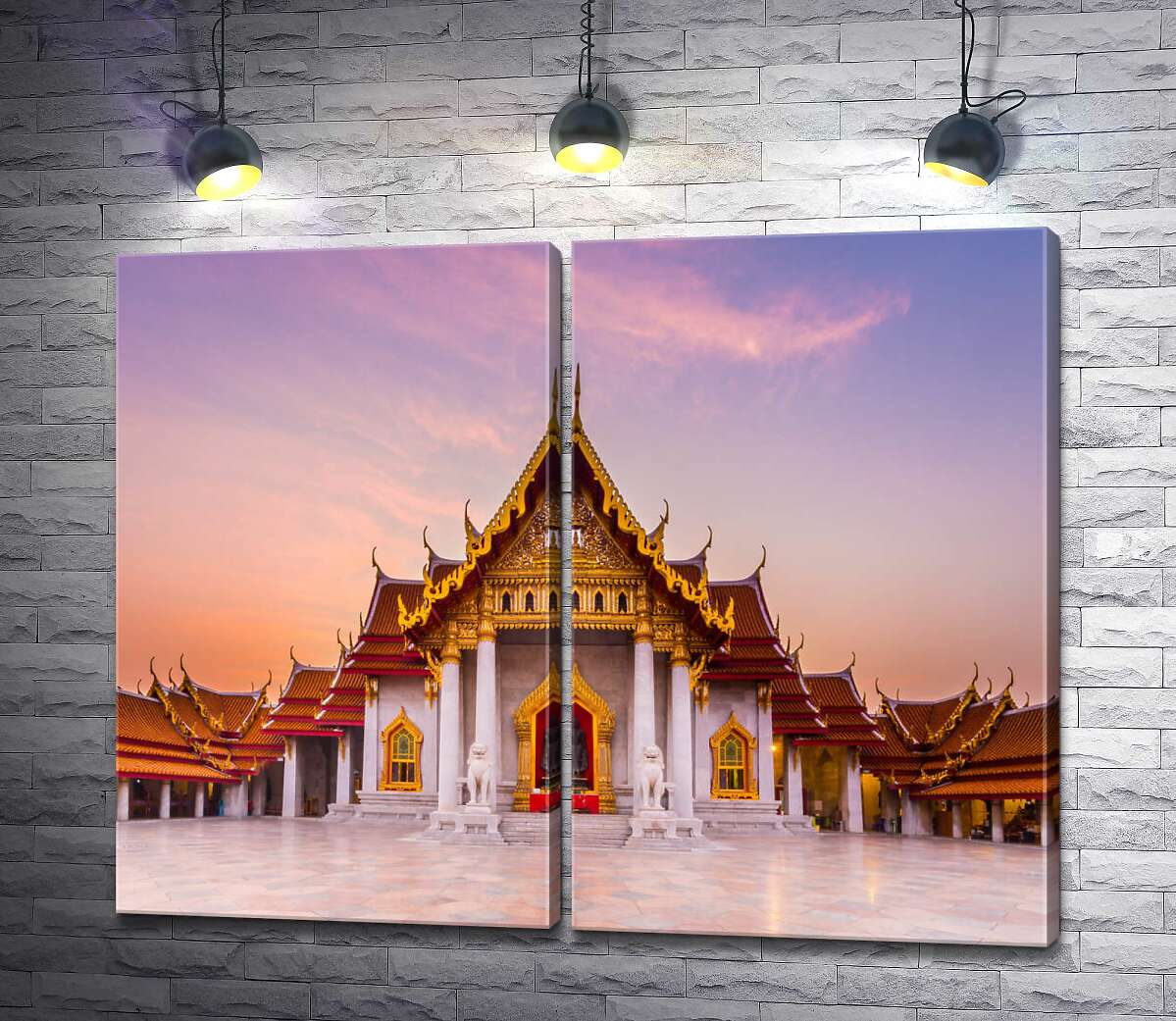 модульна картина Довершення тайської архітектури - буддійський храм Ват Бенчамабопхіт (Wat Benchamabophit)