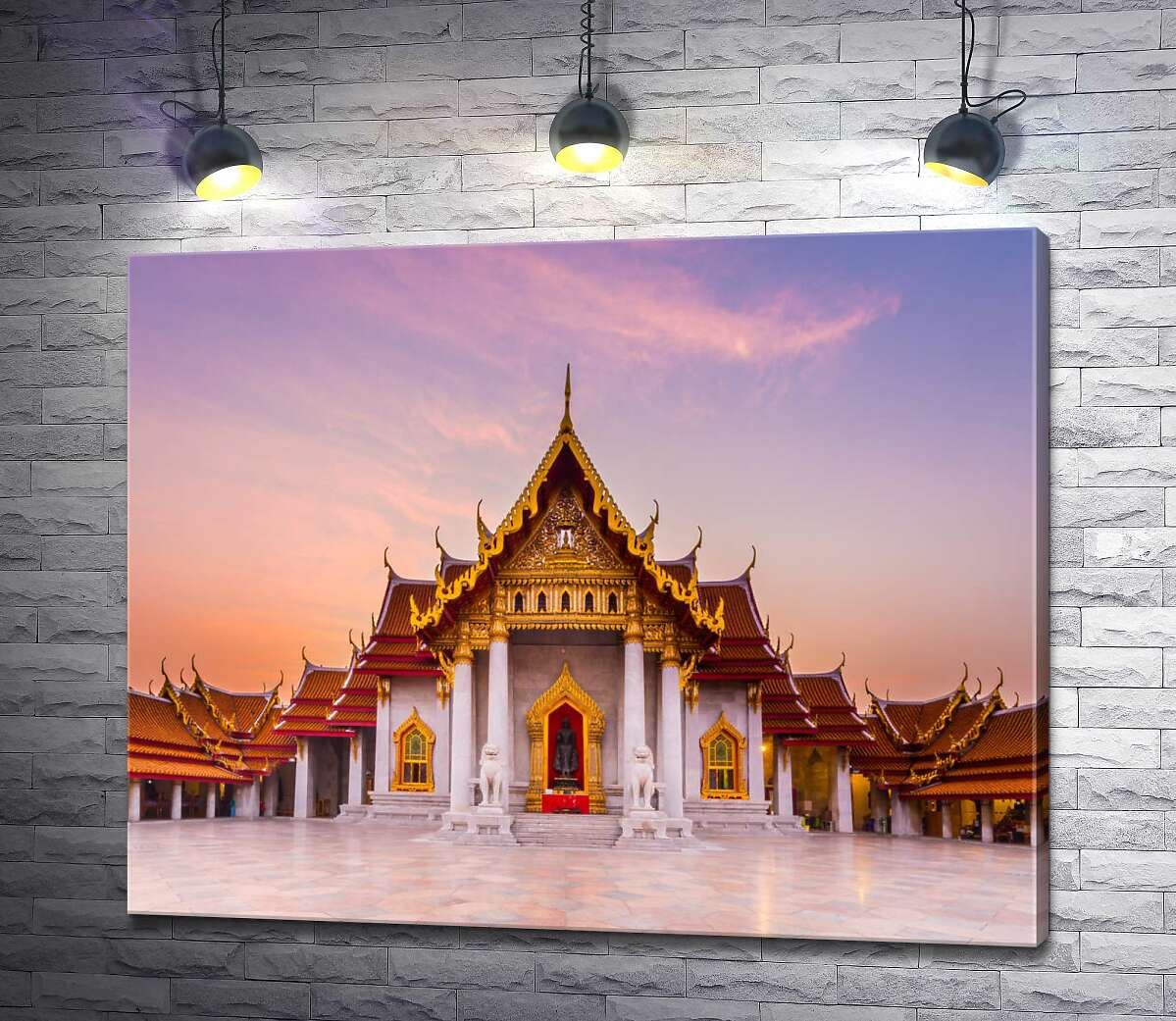 картина Довершення тайської архітектури - буддійський храм Ват Бенчамабопхіт (Wat Benchamabophit)