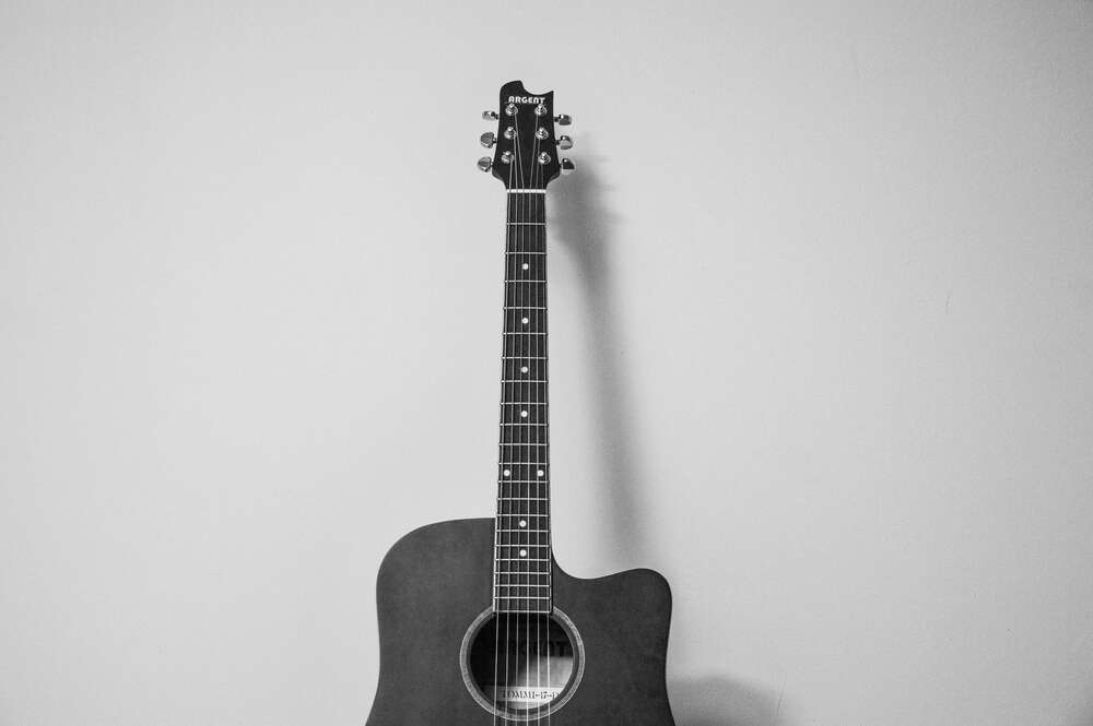 картина-постер Темные изгибы форм гитары