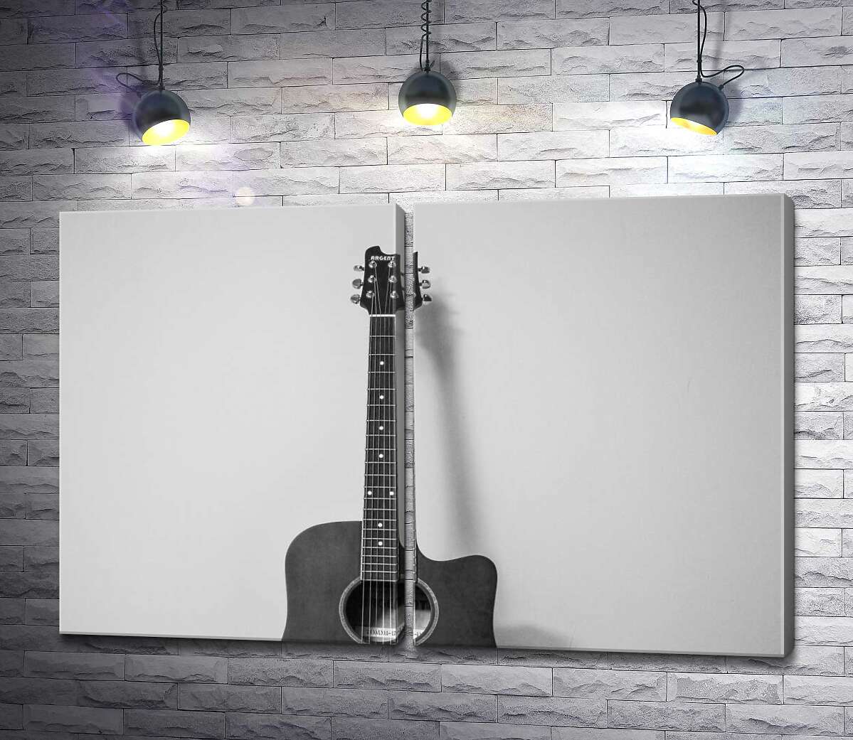 модульная картина Темные изгибы форм гитары