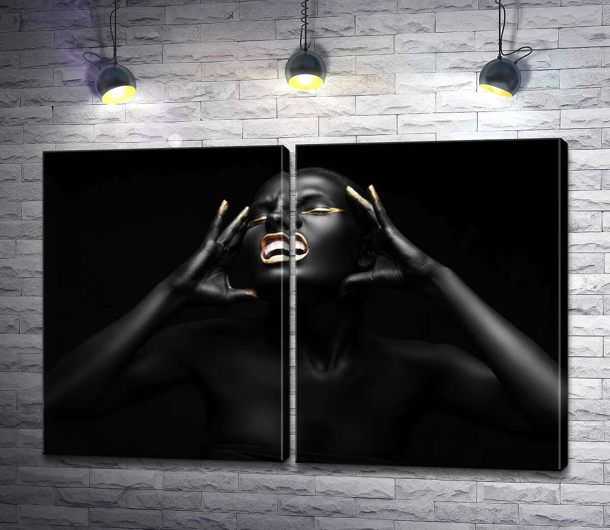модульная картина Полнота эмоций черного силуэта девушки