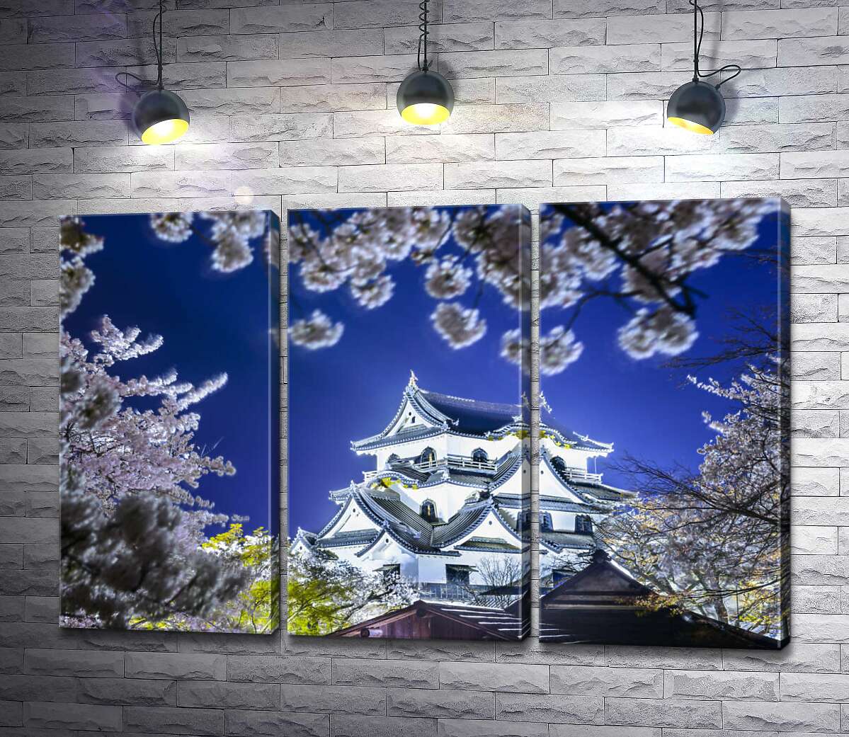 модульная картина Средневековый японский замок Хикона (Hikone Castle) весной