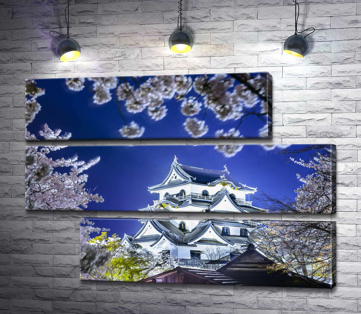 модульная картина Средневековый японский замок Хикона (Hikone Castle) весной (Модуль №16)