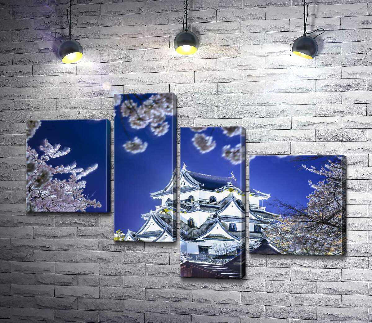 модульная картина Средневековый японский замок Хикона (Hikone Castle) весной (Модуль №21)