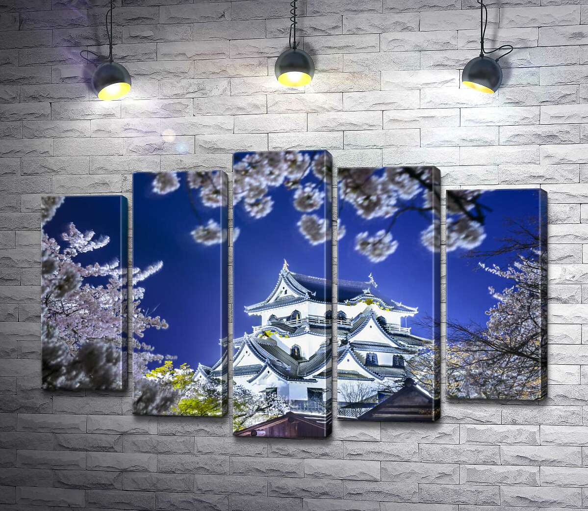 модульна картина Середньовічний японський замок Хіконе (Hikone Castle) навесні (Модуль №4)