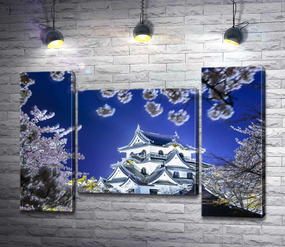 модульна картина Середньовічний японський замок Хіконе (Hikone Castle) навесні (Модуль №11)