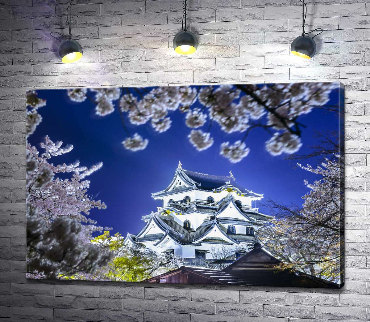 картина Середньовічний японський замок Хіконе (Hikone Castle) навесні