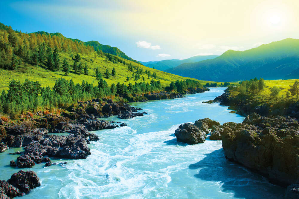 картина-постер Кам'янистий ландшафт гірської річки