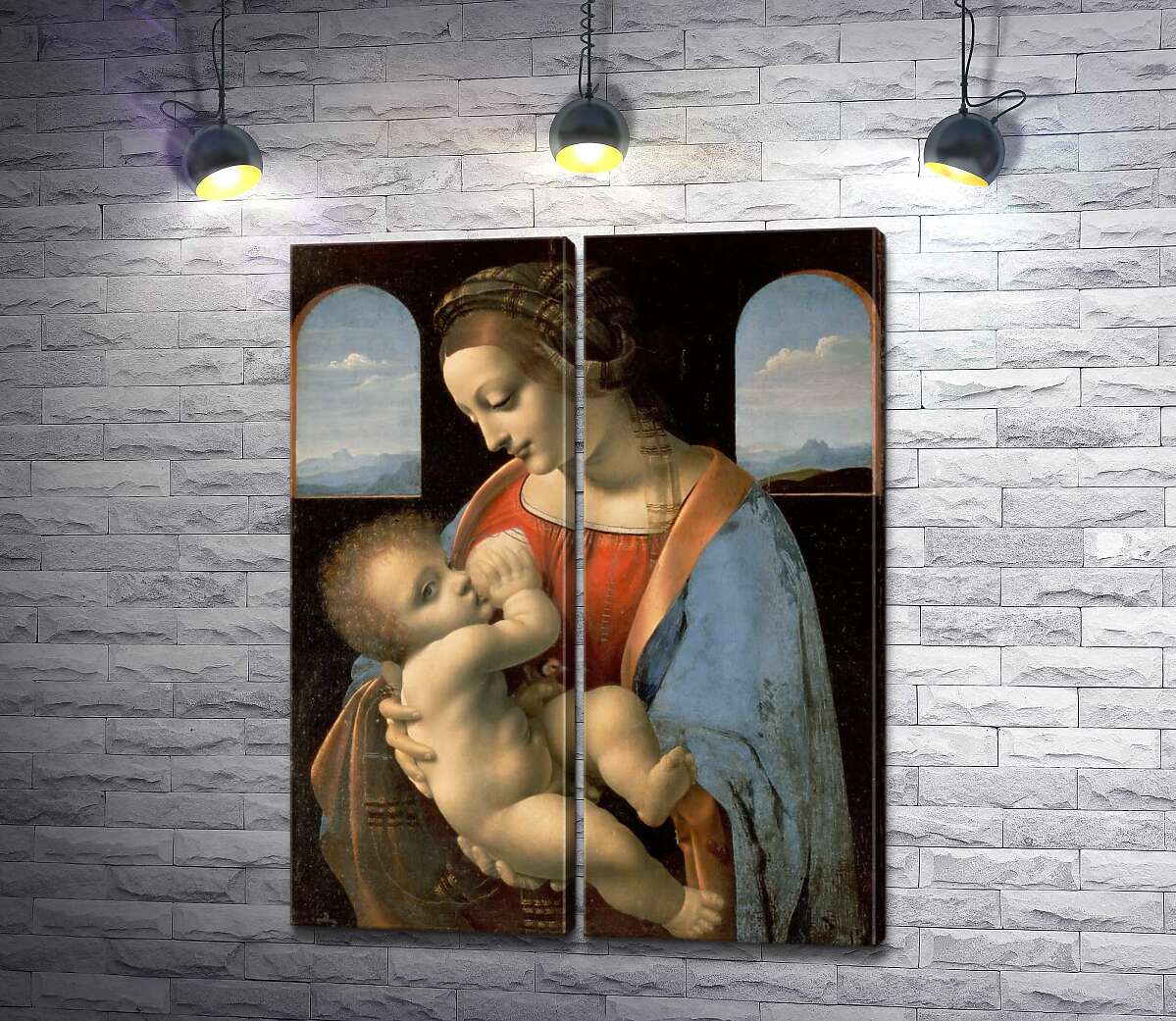 модульна картина Мадонна Літта (Madonna Litta) - Леонардо да Вінчі (Leonardo da Vinci)