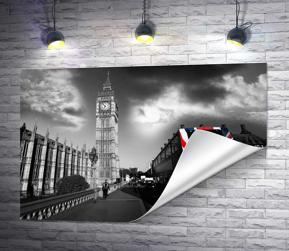 друк Яскравий прапор в похмурій атмосфері британської столиці