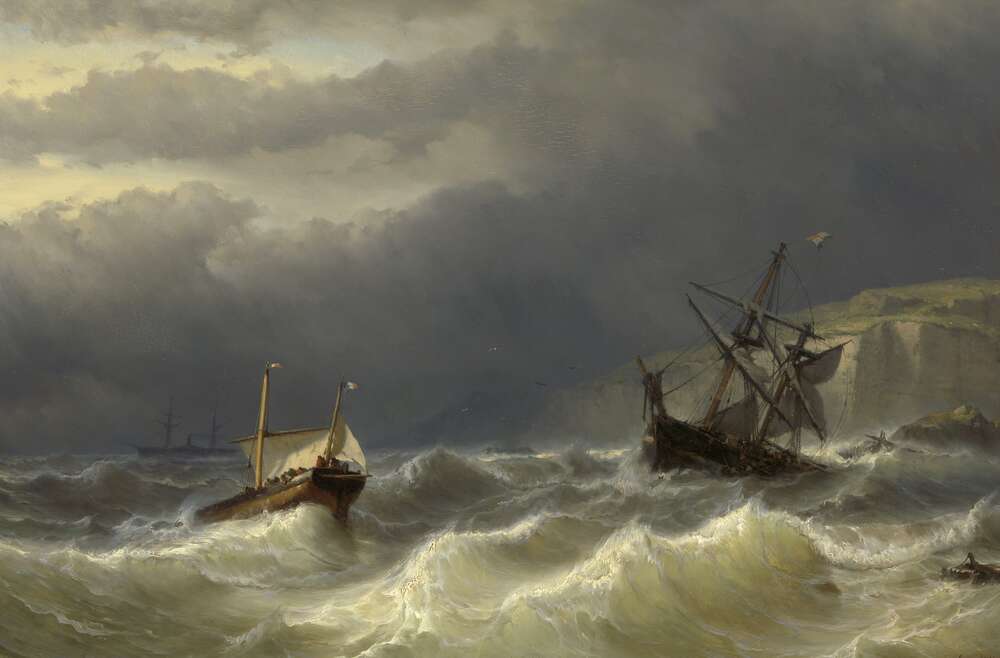 картина-постер Шторм у Дуврській протоці (Storm in the Strait of Dover) - Луї Мейер (Louis Meijer)