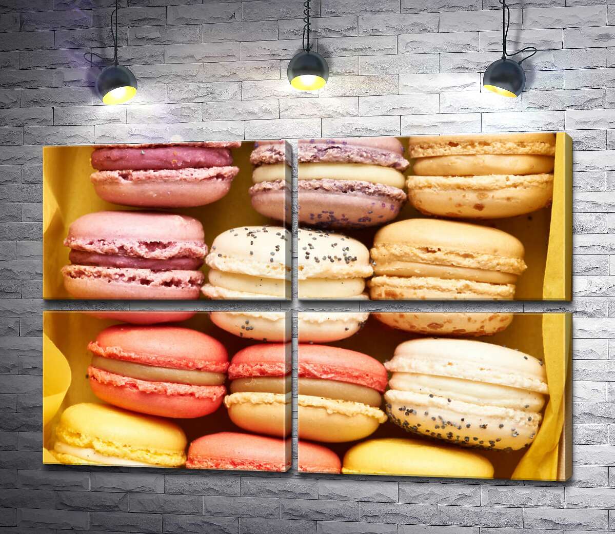 модульна картина Ніжні макарони у подарунковій коробці (Модуль №25)