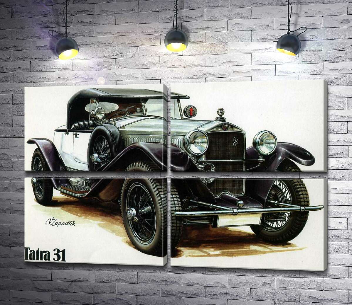 модульная картина Зеленый ретро-автомобиль Tatra 31 (Модуль №25)