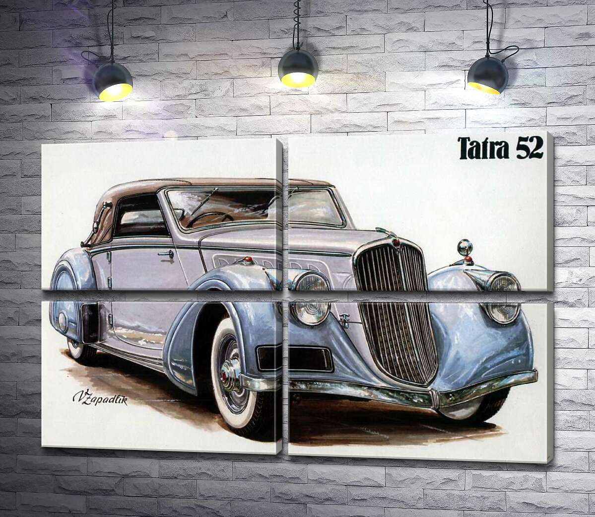 модульная картина Небесно-голубой автомобиль Tatra 52 (Модуль №25)