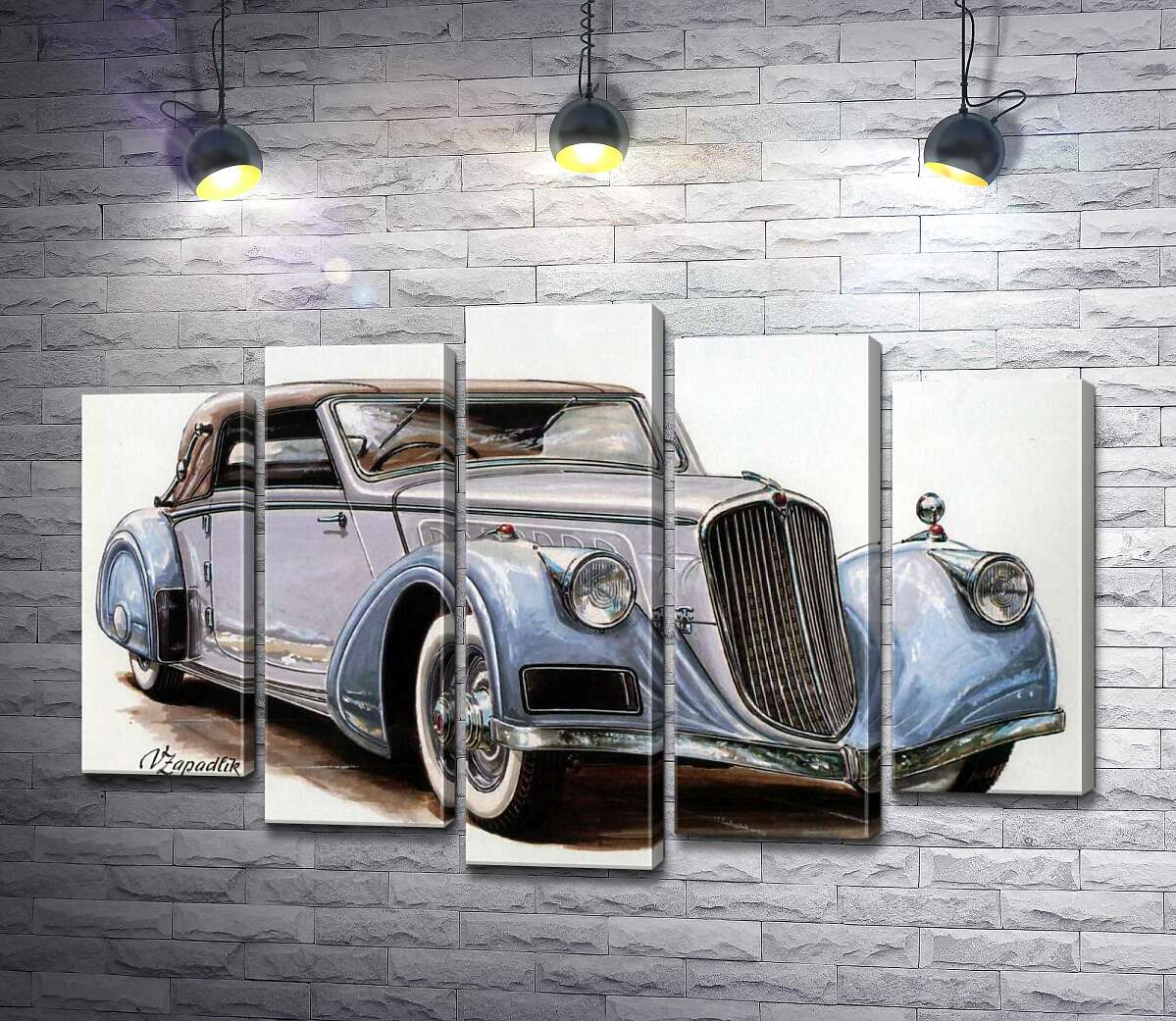 модульная картина Небесно-голубой автомобиль Tatra 52 (Модуль №4)