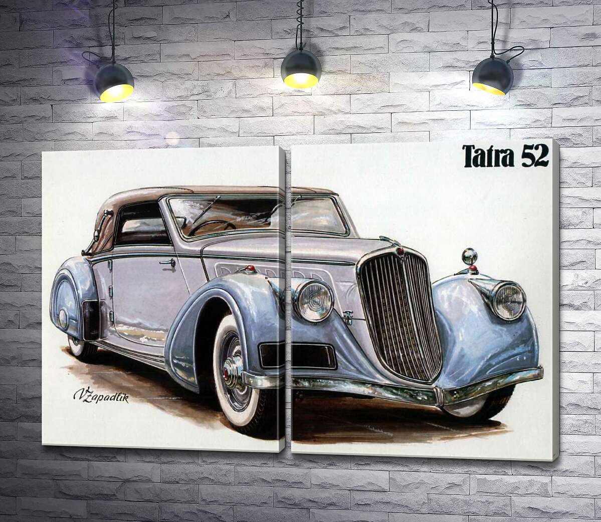 модульна картина Небесно-блакитний автомобіль Tatra 52