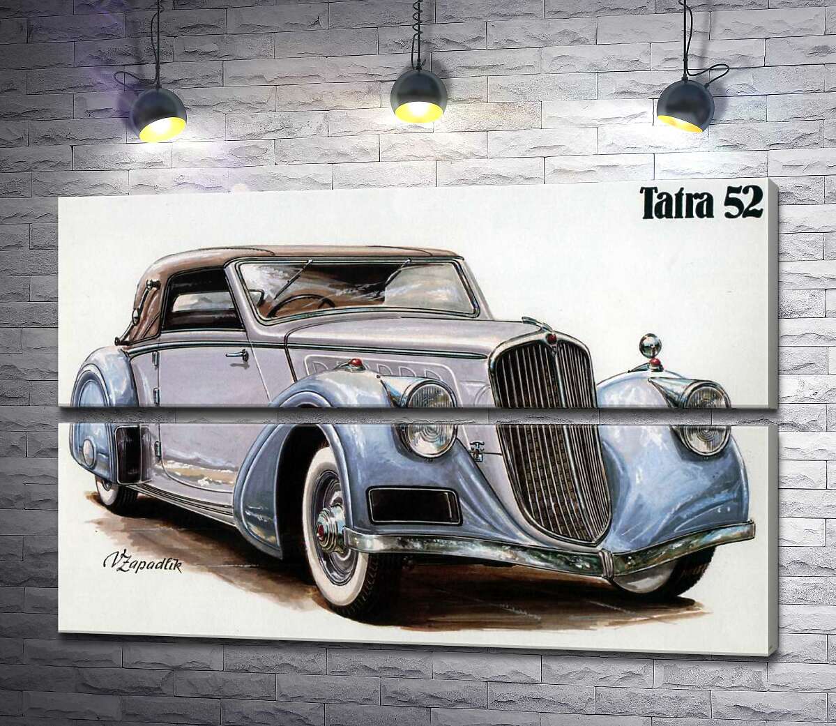 модульная картина Небесно-голубой автомобиль Tatra 52 (Модуль №7)