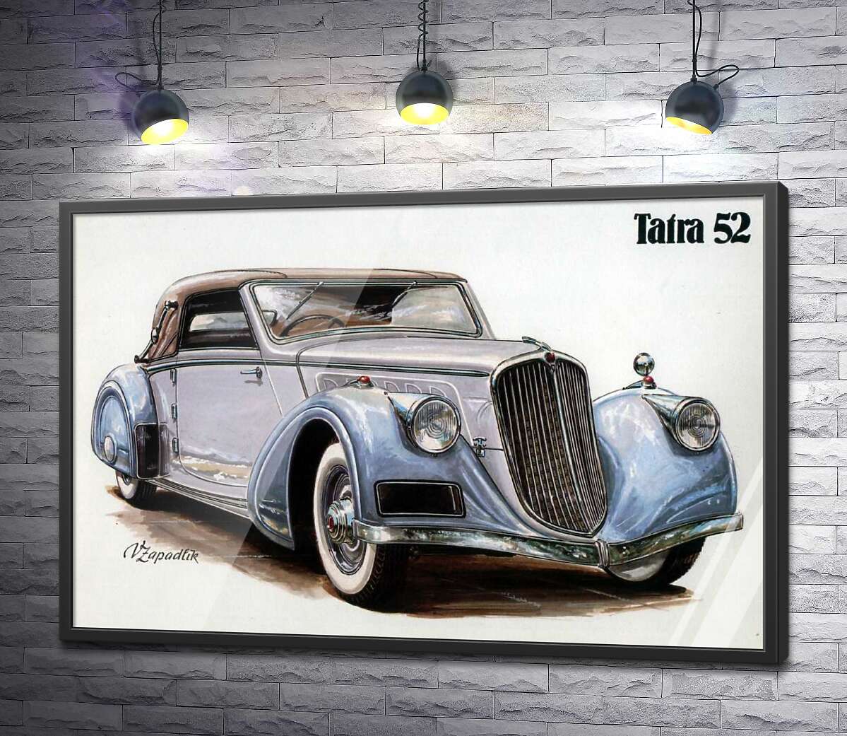 постер Небесно-голубой автомобиль Tatra 52