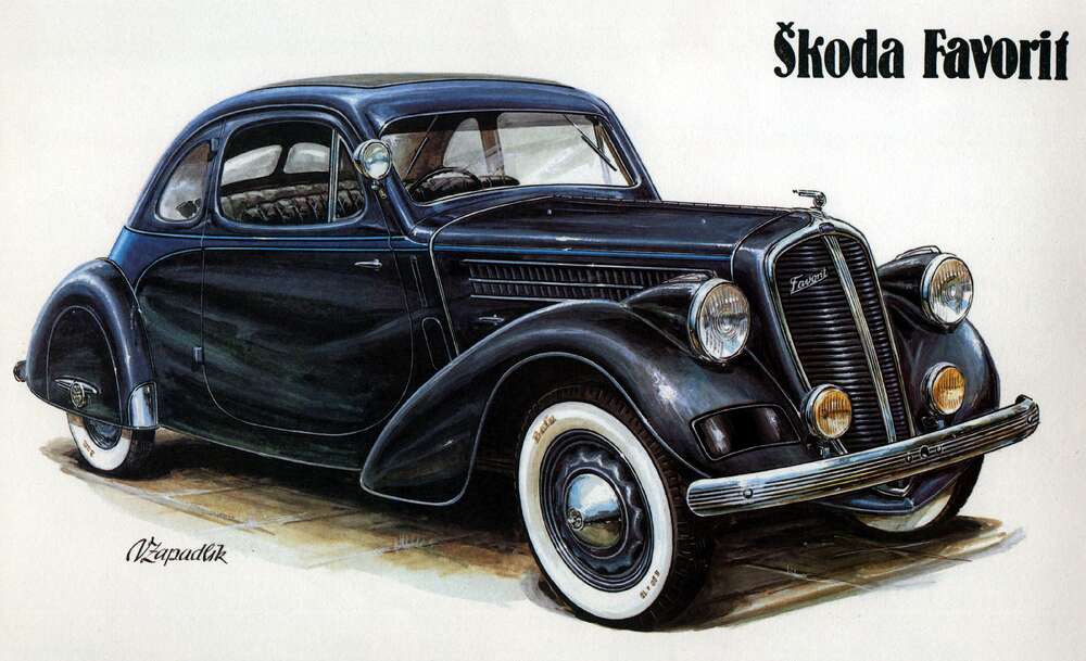 картина-постер Компактний автомобіль Skoda Favorit