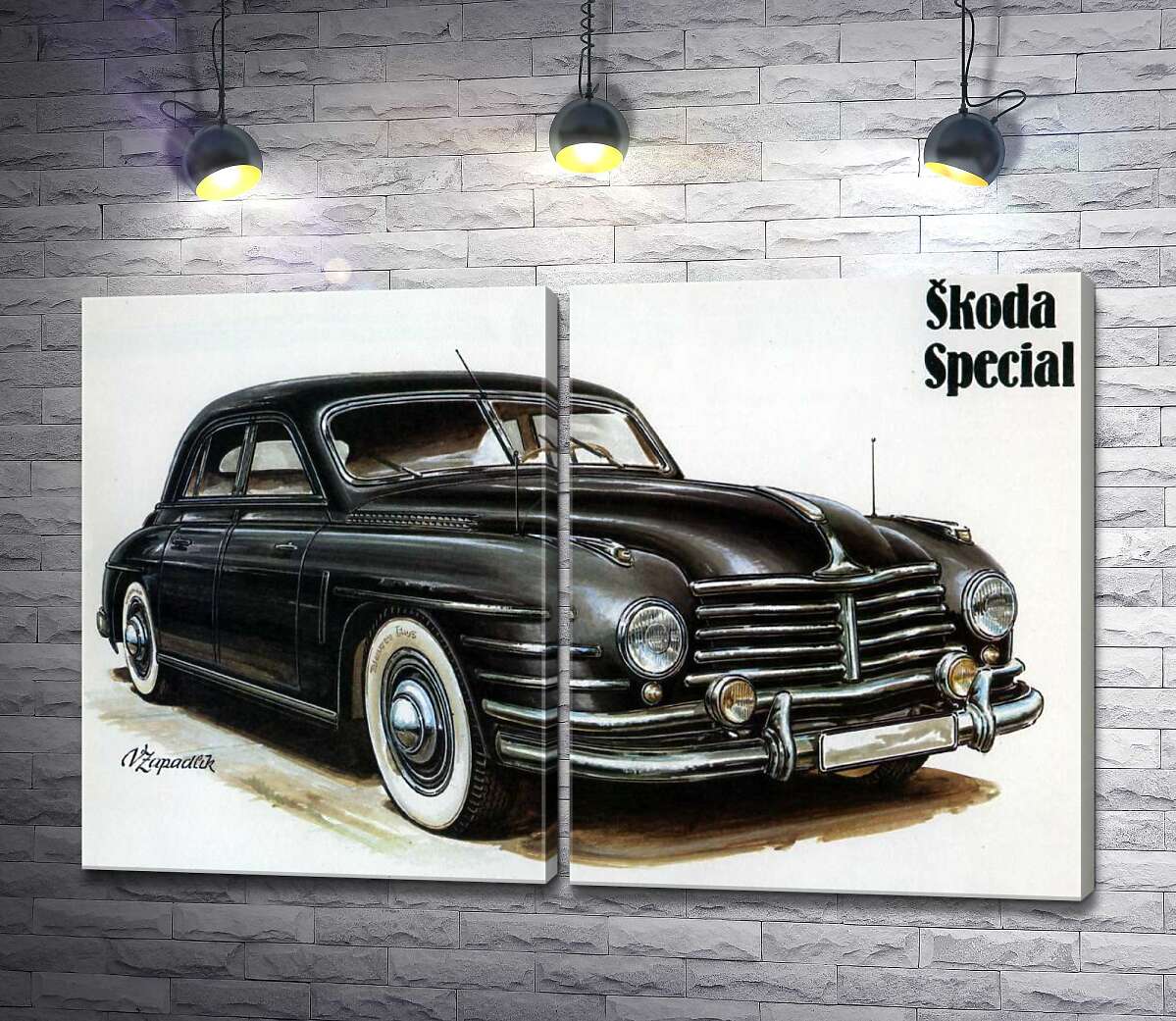 модульная картина Черный автомобиль Skoda Special