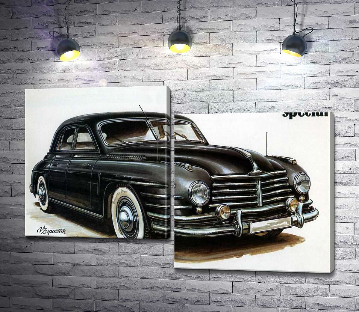 модульная картина Черный автомобиль Skoda Special (Модуль №9)
