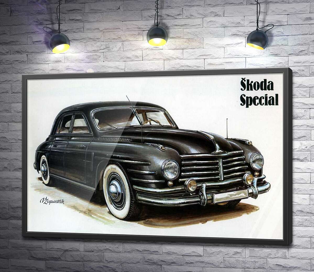 постер Черный автомобиль Skoda Special