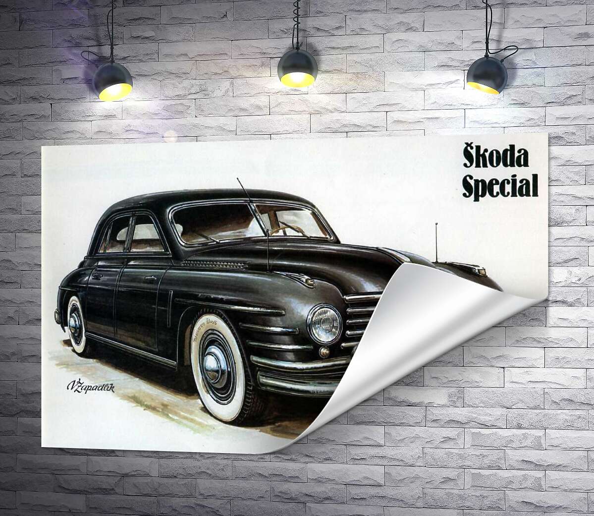 печать Черный автомобиль Skoda Special