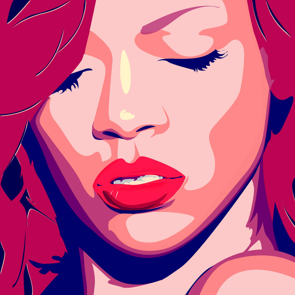 картина-постер Яркий портрет певицы Рианны (Rihanna)