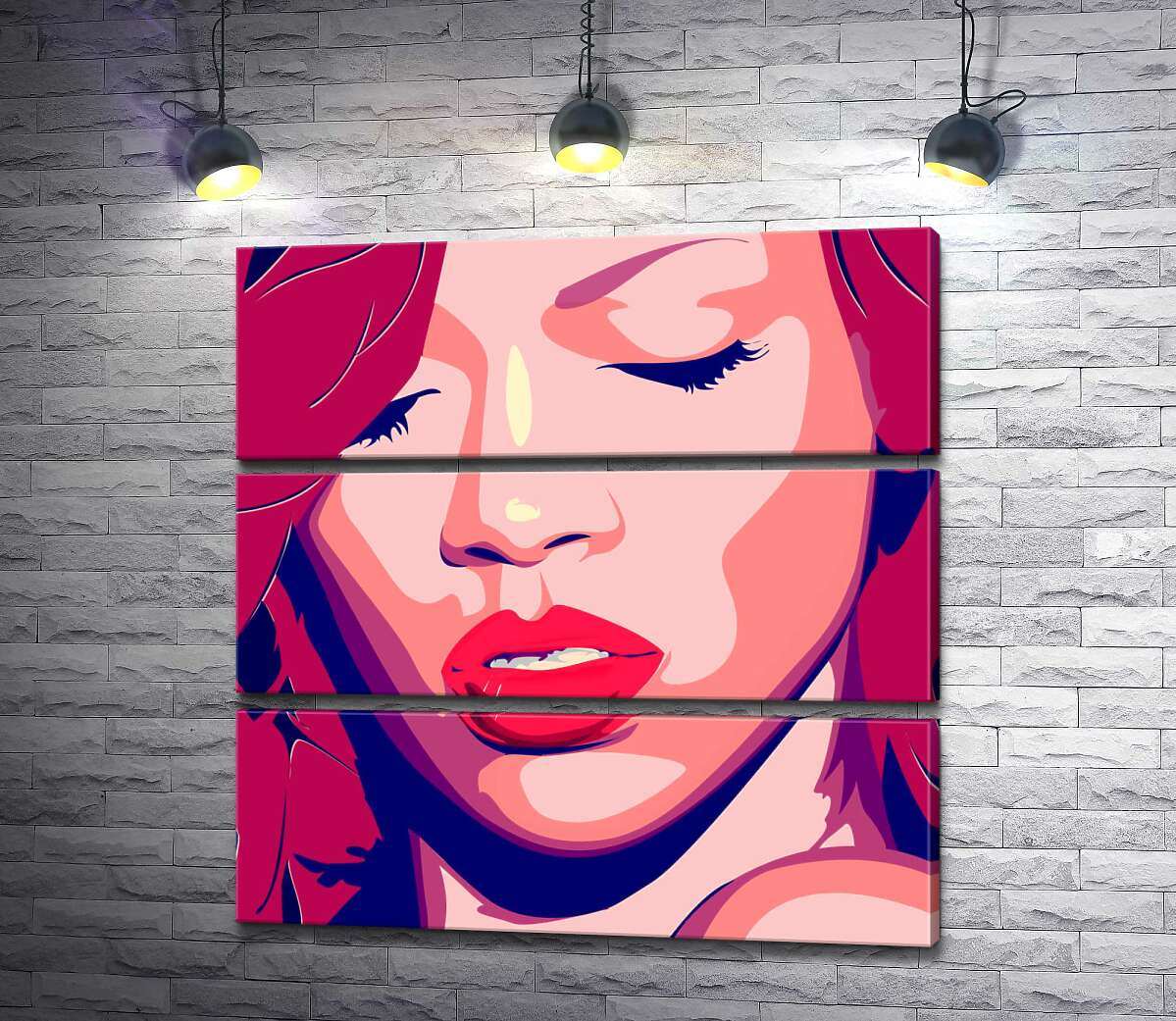 модульная картина Яркий портрет певицы Рианны (Rihanna) (Модуль №15)