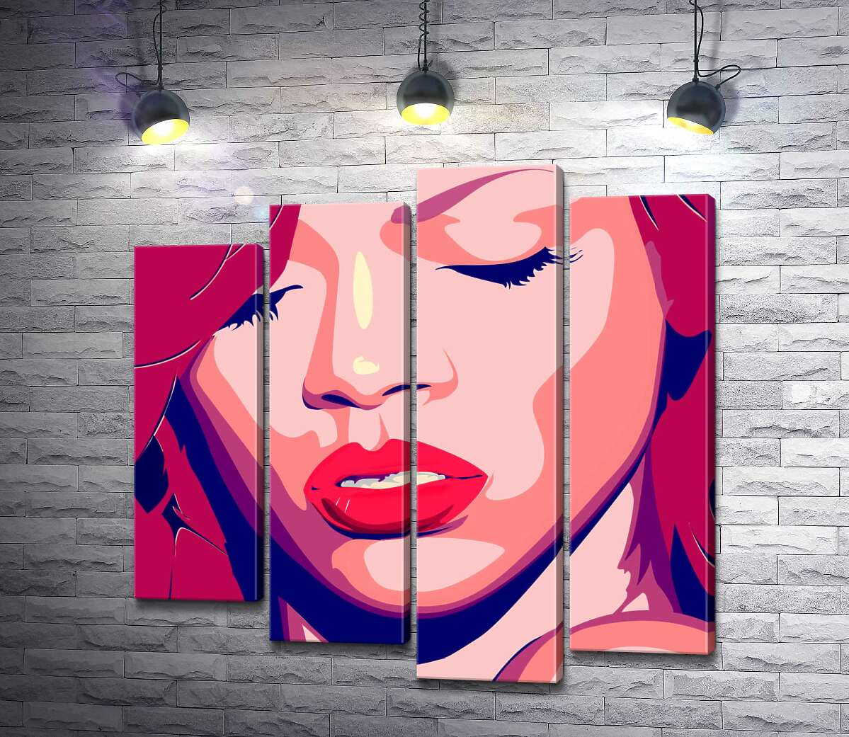 модульная картина Яркий портрет певицы Рианны (Rihanna) (Модуль №3)
