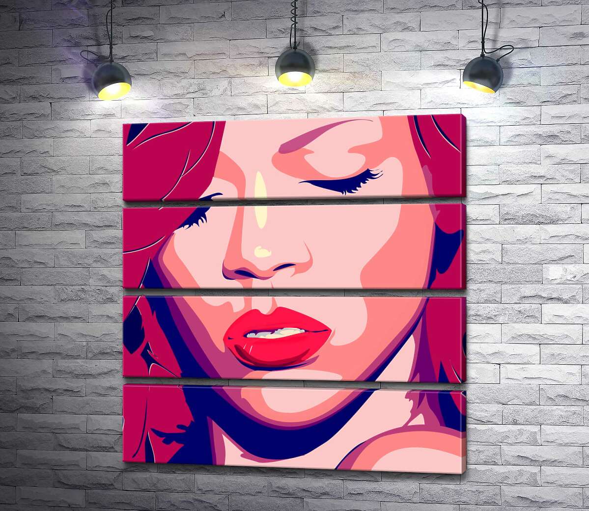 модульна картина Яскравий портрет співачки Ріанни (Rihanna) (Модуль №22)