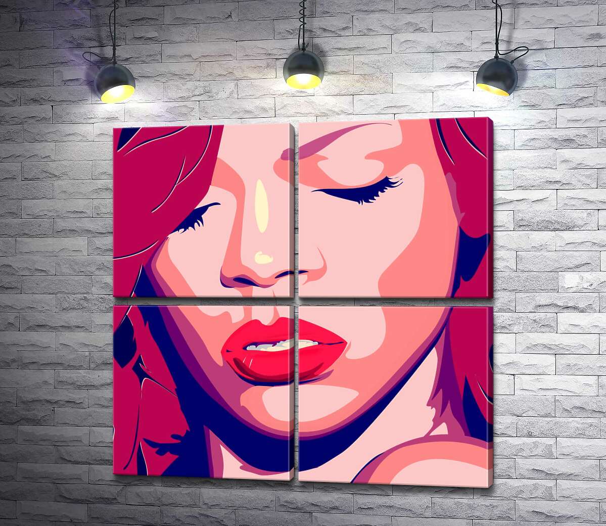модульная картина Яркий портрет певицы Рианны (Rihanna) (Модуль №25)